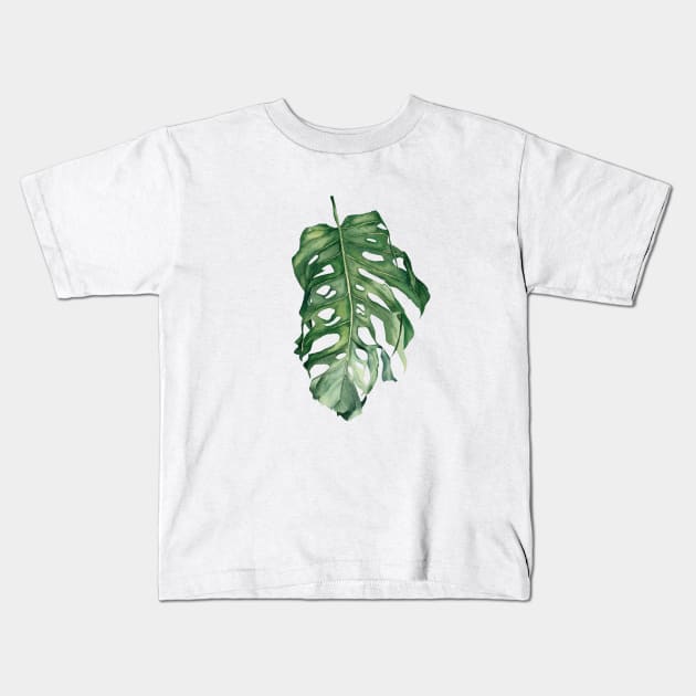 Tropical Monstera Leaf Kids T-Shirt by InnaPatiutko